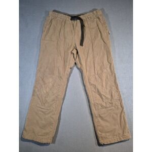 Duluth Trading Co Lined Pants Mens XL x 31 Belted Hiking Tan Khaki Double Knee